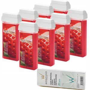 Depilacja 8x wosk w rolce Truskawka 100g ItalWax paski 20szt