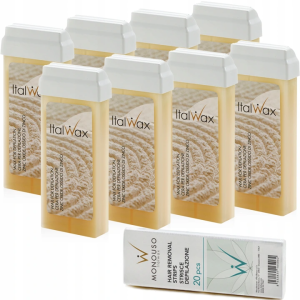 Depilacja 8x wosk z cynkiem w rolce Zink Oxide 100g ItalWax paski 20szt