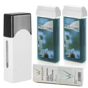 Depilacja zestaw 2x wosk ItalWax Azulen Flex podgrzewacz paski