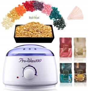 Zestaw depilacja nogi ręce bikini pachy plecy 4x wosk twardy ItalWax ECO podgrzewacz