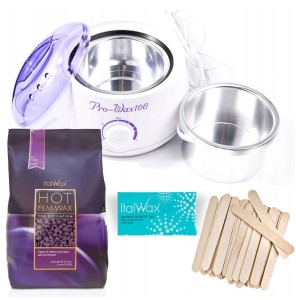 ZESTAW Depilacja Podgrzewacz Wosk Italwax 1kg PLUM