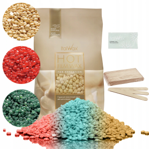 Zestaw do depilacji ItalWax wosk twardy Film Wax 500g (do wyboru) + szpatułki + talk