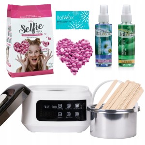Zestaw do depilacji podgrzewacz AX-700 + wosk twardy Selfie 500g + preparaty + szpatułki