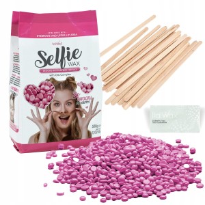 Zestaw do depilacji wosk twardy selfie + szpatułki + talk