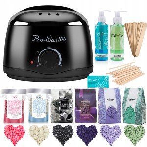 Zestaw do depilacji woskiem dropsach - 6 x wosk + podgrzewacz 100w + akcesoria