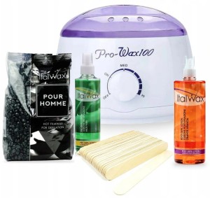 Zestaw do depilacji woskiem twardym dla mężczyzn z podgrzewaczem + 2 żele