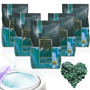 5x Wosk twardy do depilacji ItalWax Hot Film Wax Azulene azulenowy 100g do podgrzewacza