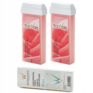 2+1 Zestaw ItalWax do depilacji 2x wosk w rolce Rose + paski