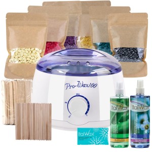 Zestaw startowy ItalWax 6 x wosk w dropsach + podgrzewacz + lotion przed i po depilacji + akcesoria