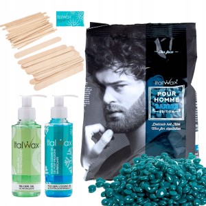 Zestaw uzupełniający do męskiej depilacji ItalWax + wosk Barber + preparaty + akcesoria