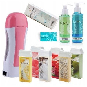Zestaw ItalWax do depilacji - podgrzewacz + 6x wosk w rolce aromatyczny 100ml + żele + paski + talk