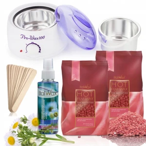 Zestaw do depilacji: 2 x wosk twardy Rose ItalWax + podgrzewacz