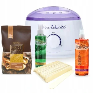 Zestaw do depilacji: podgrzewacz, żel, lotion, wosk Naturalny ItalWax