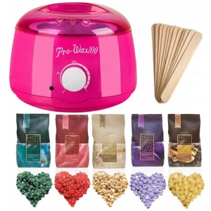 Zestaw do depilacji ItalWax podgrzewacz różowy 100W + 5x wosk twardy 100g + szpatułki