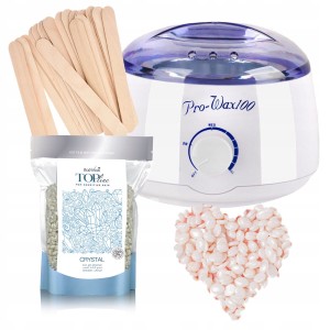Zestaw do depilacji woskiem w dropsach Crystal 250g + podgrzewacz + szpatułki