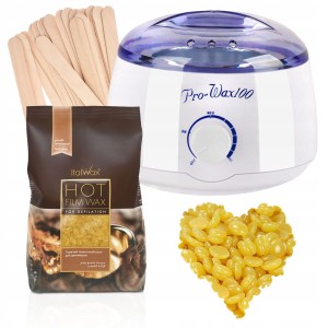 Zestaw do depilacji woskiem w dropsach Natural 250g + podgrzewacz + szpatułki