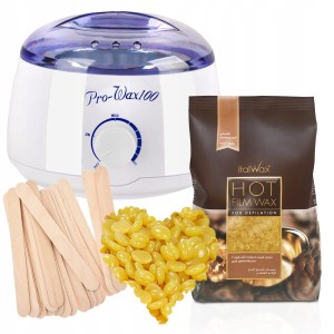Zestaw do depilacji woskiem w dropsach Natural 500g + podgrzewacz + szpatułki