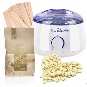 Zestaw do depilacji woskiem w dropsach White Chocolate 250g + podgrzewacz + szpatułki