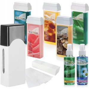 Zestaw do depilacji z podgrzewaczem +5x wosk ItalWax +2 lotion + paski 100