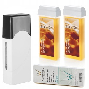 Depilacja zestaw 2x wosk rolka ItalWax HONEY podgrzewacz paski