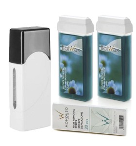 Depilacja zestaw 2x wosk ItalWax AZULEN podgrzewacz paski