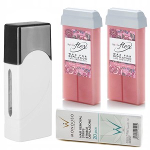 Depilacja zestaw 2x wosk elastyczny ItalWax FLEX ROSE OIL podgrzewacz paski