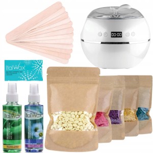 Zestaw do depilacji woskiem w dropsach – 5 x wosk + podgrzewacz + preparaty + akcesoria