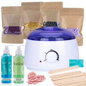Zestaw do depilacji bezpaskowej 4 x wosk twardy ItalWax + podgrzewacz + kosmetyki