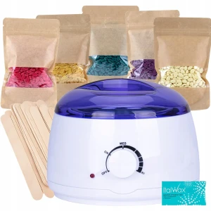Zestaw do depilacji woskiem w dropsach - 5 x wosk ItalWax + podgrzewacz + 10 x szpatułki + talk