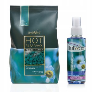 Zestaw Italwax do depilacji bezpaskowej wosk Azulen 1kg + Lotion azulenowy przed depilacją 100ml