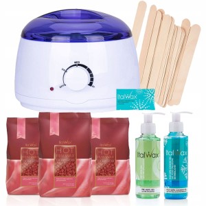 Zestaw do depilacji woskiem twardym Italwax Rose 300g + podgrzewacz + 2 x żel + szpatułki + talk