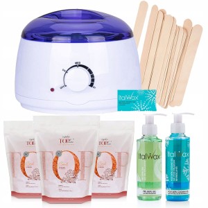 Zestaw do depilacji woskiem twardym Italwax Top Line Coral 300g + podgrzewacz + 2 x żel + szpatułki + talk