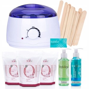 Zestaw do depilacji woskiem twardym Italwax Top Line Pink Pearl 300g + podgrzewacz + 2 x żel + szpatułki + talk