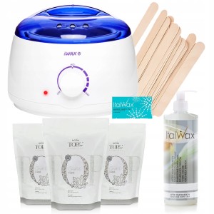Zestaw startowy do depilacji woskiem 3 x ItalWax wosk w dropsach Crystal Pearl 100ml + podgrzewacz + akcesoria