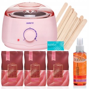 Zestaw startowy do depilacji woskiem 3 x ItalWax wosk w dropsach Rose 100ml + podgrzewacz + akcesoria