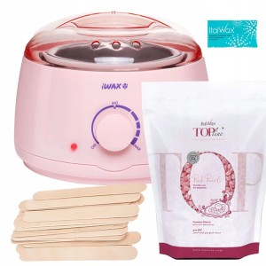 ItalWax Zestaw do depilacji - podgrzewacz + wosk w granulkach Pink Pearl 250ml + szpatułki