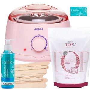 ItalWax Zestaw do depilacji - podgrzewacz + wosk w granulkach Pink Pearl 250ml + szpatułki + preparaty