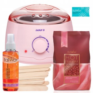ItalWax Zestaw do depilacji - podgrzewacz + wosk w granulkach Rose 250ml + szpatułki + preparaty