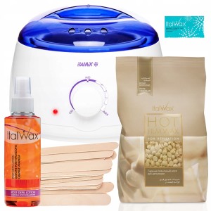 ItalWax Zestaw do depilacji - podgrzewacz + wosk w granulkach White Chocolate 250ml + szpatułki + preparaty