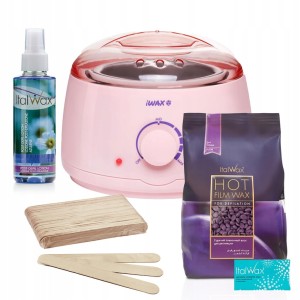 Zestaw do depilacji woskiem twardym 1 x Wosk Plum 500g + podgrzewacz + szpatułki