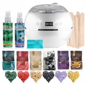 Zestaw do depilacji woskiem twardym 6 x Wosk 100g + podgrzewacz + szpatułki