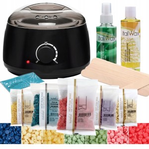 ItalWax Duży zestaw do depilacji bezpaskowej 5 x wosk twardy + podgrzewacz + preparaty + szpatułki