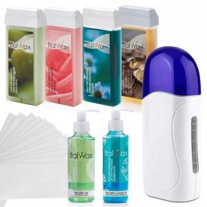 Zestaw do depilacji 4x wosk w rolce (Aloes, Azulen, Natural, Rose) + podgrzewacz + 2x preparat + paski