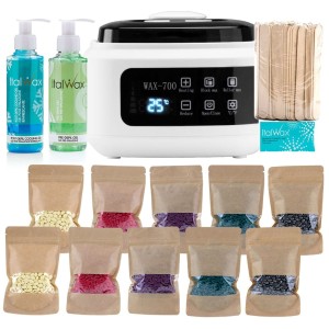 ItalWax Zestaw do depilacji - podgrzewacz 120W + 10x wosk twardy 100g + preparaty + szpatułki + talk