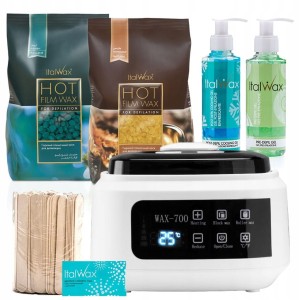 ItalWax Zestaw do depilacji - podgrzewacz 120W + 2x wosk twardy 500g + preparaty + szpatułki + talk