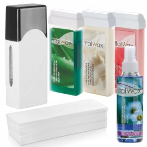 ItalWax Zestaw do depilacji - podgrzewacz + 3x wosk w rolce 100ml (do wyboru) + preparat po depilacji + paski