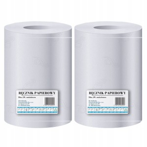 Ręcznik papierowy bielony makulaturowy czyściwo przemysłowe 2 rolki po 50m