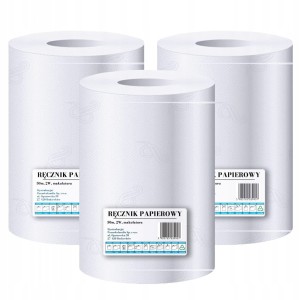 Ręcznik papierowy bielony makulaturowy czyściwo przemysłowe 3 rolki po 50m