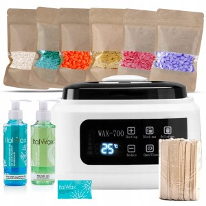 ItalWax Zestaw do depilacji - podgrzewacz WAX-700 120W + 6x wosk twardy 100g + preparat przed i po depilacji + talk + szpatułki