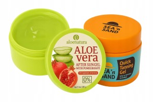 Grecki zestaw do opalania: Sea 'n' Sand Przyspieszacz opalania w żelu bez filtrów UV 170ml + Aloe Natura Nawilżający żel po opalaniu aloes i granat 200ml